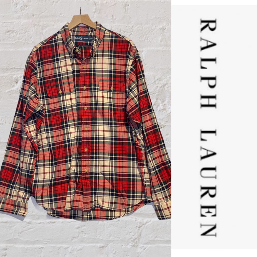 Ralph Lauren Mens Size XXL Shirt Plaid Long Sleeve